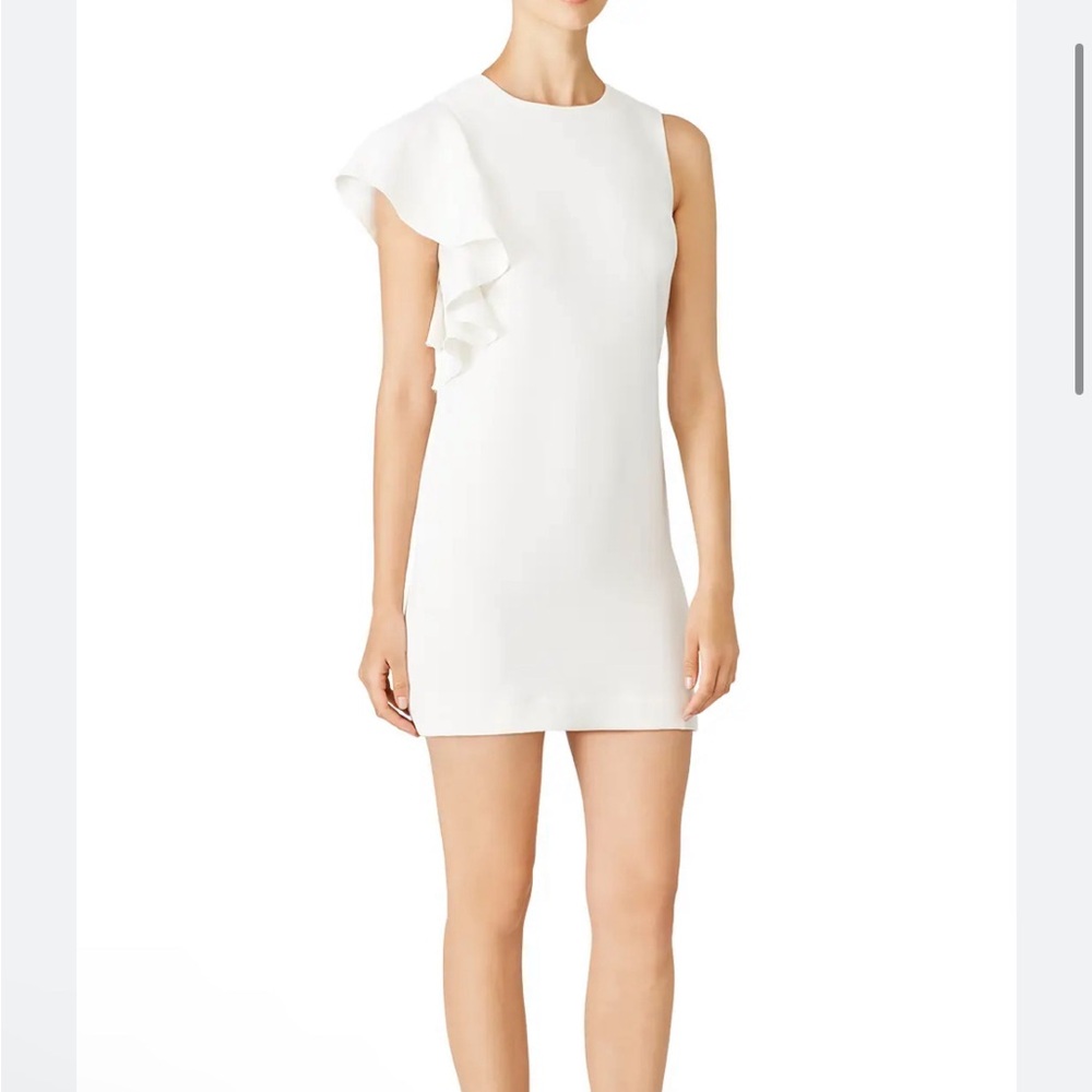 Elizabeth & James Luca Crepe Ruffle-Trim Mini Dress, Ivory